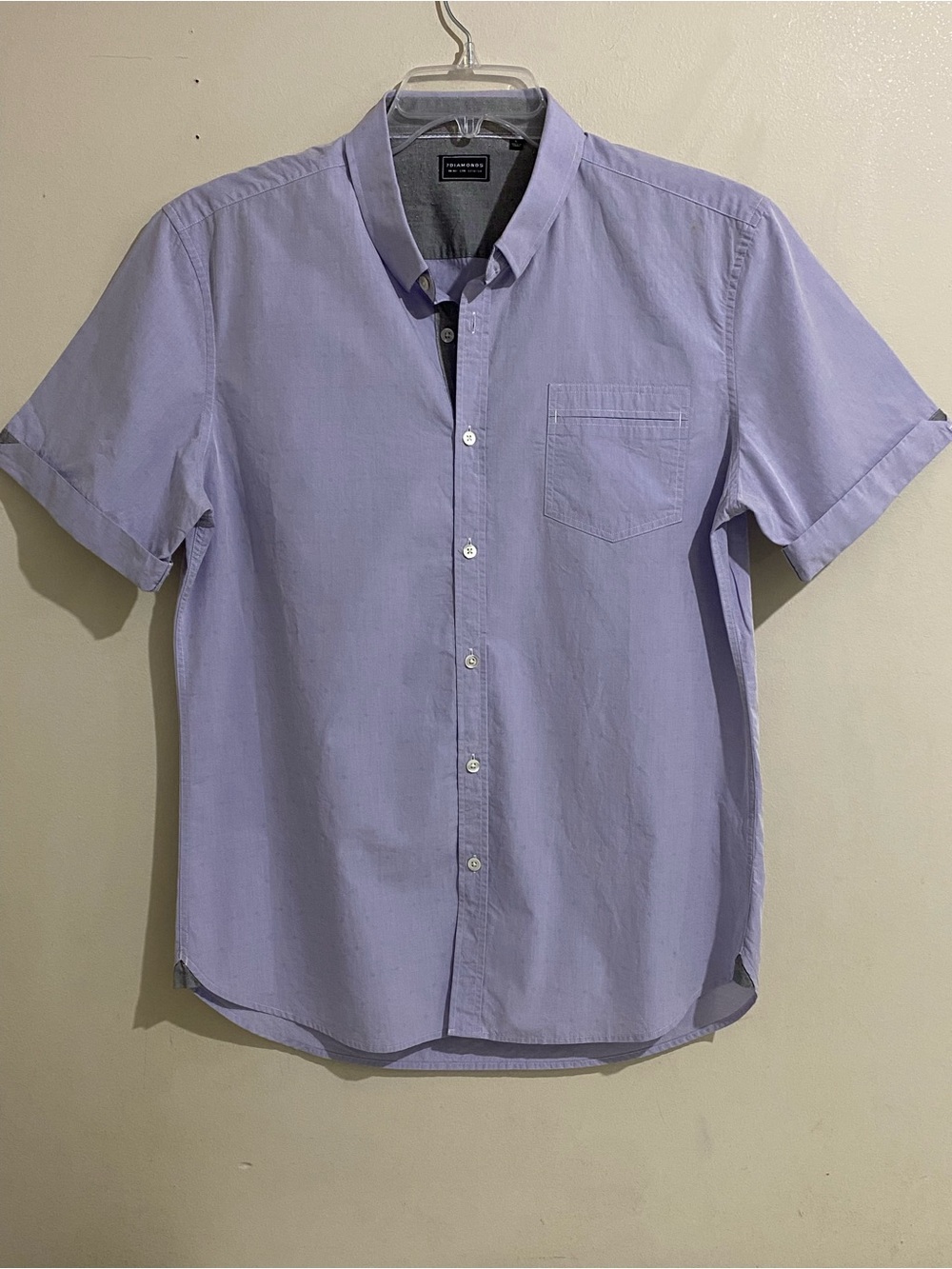7 Diamonds Men's Lavender Short-Sleeve Button-Down Shirt